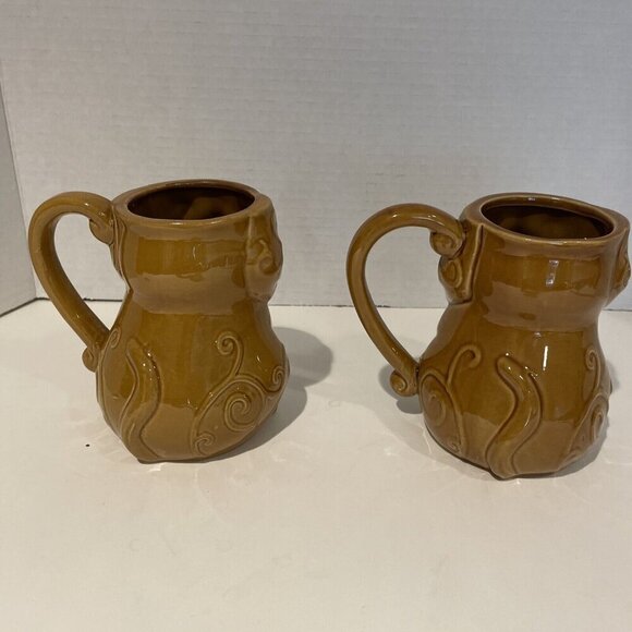 Boston Warehouse Dog Figural Coffee Mug Cup Stoneware 16 oz Brown Set of 2 NEW - Picture 5 of 11